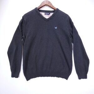 Southern Marsh V-Neck Sweater Womens M Charcoal Gray Cotton Pullover Logo Preppy